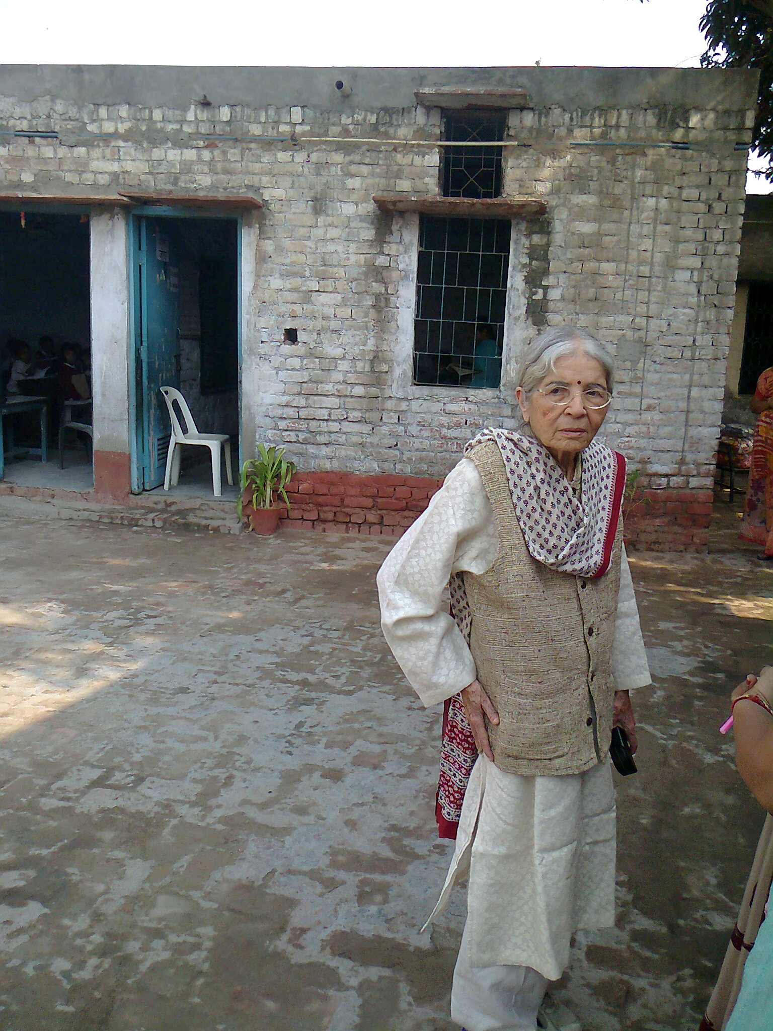 Vidyaben at the school she set up at a Jehangirpuri slum in Delhi